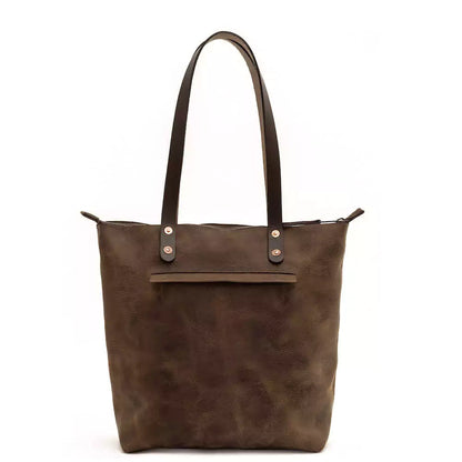 Eden Elevated Leather Tote Bag - Medium Zippered > Handbag > Leather-Molasses-Mission Mercantile Leather Goods