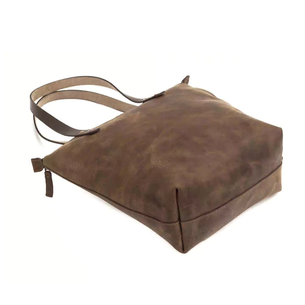 Eden Elevated Leather Tote Bag - Medium Zippered > Handbag > Leather-Molasses-Mission Mercantile Leather Goods