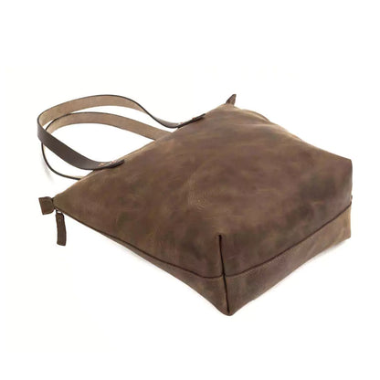 Eden Elevated Leather Tote Bag - Medium Zippered > Handbag > Leather-Molasses-Mission Mercantile Leather Goods