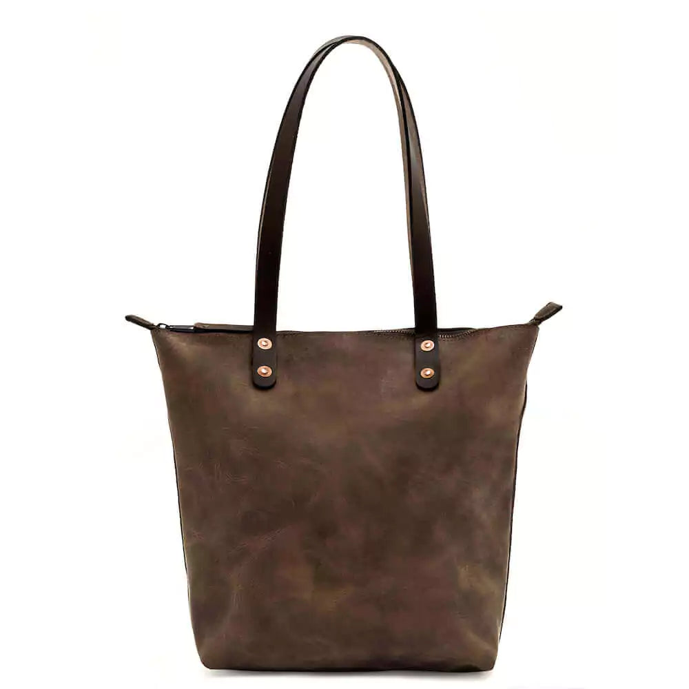 Eden Elevated Leather Tote Bag - Medium Zippered > Handbag > Leather-Molasses-Mission Mercantile Leather Goods