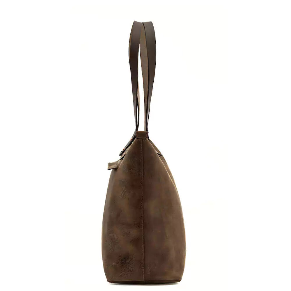 Eden Elevated Leather Tote Bag - Medium Zippered > Handbag > Leather-Molasses-Mission Mercantile Leather Goods