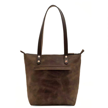 Eden Elevated Leather Tote Bag - Small Zippered > Handbag > Leather-Molasses-Mission Mercantile Leather Goods