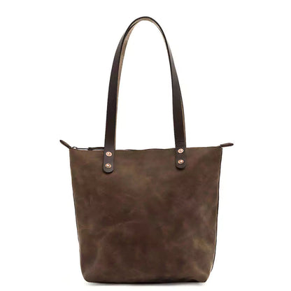 Eden Elevated Leather Tote Bag - Small Zippered > Handbag > Leather-Molasses-Mission Mercantile Leather Goods