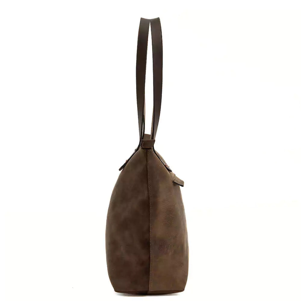 Eden Elevated Leather Tote Bag - Small Zippered > Handbag > Leather-Molasses-Mission Mercantile Leather Goods