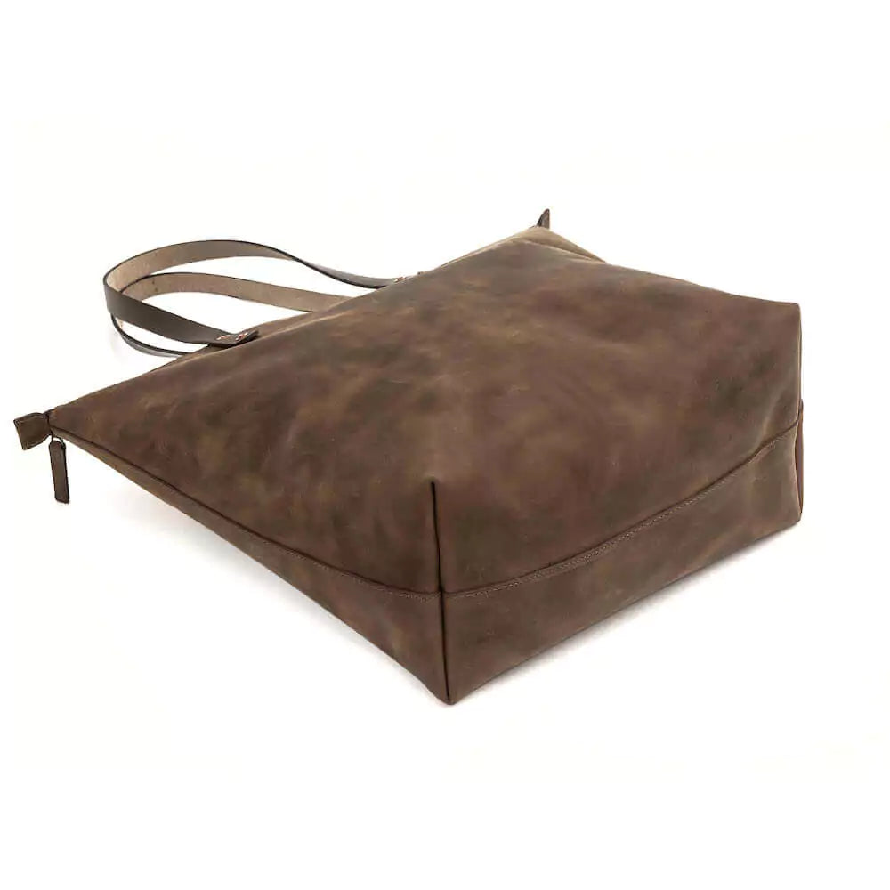 Eden Elevated Leather Tote Bag - Oversized Zippered > Handbag > Leather-Molasses-Mission Mercantile Leather Goods
