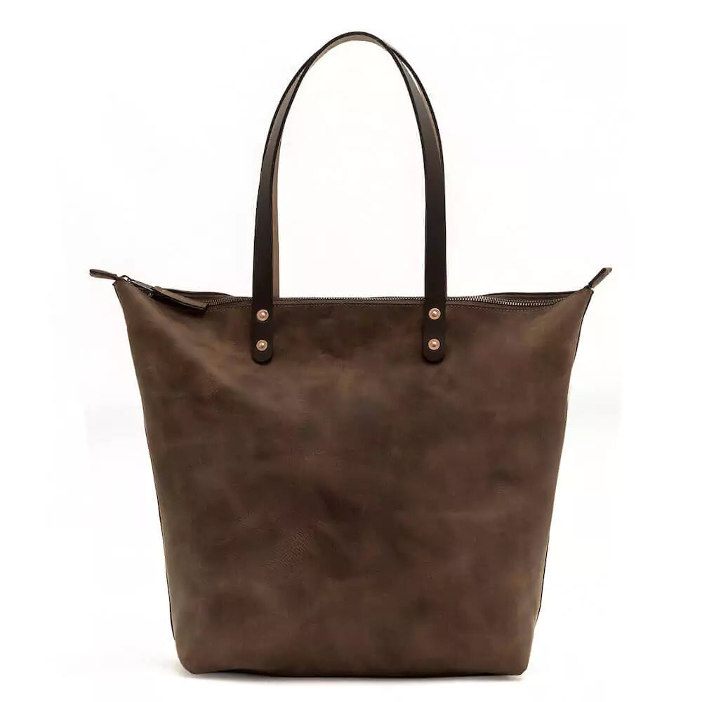 Eden Elevated Leather Tote Bag - Oversized Zippered > Handbag > Leather-Molasses-Mission Mercantile Leather Goods