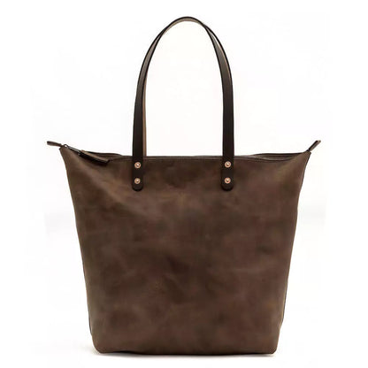 Eden Elevated Leather Tote Bag - Oversized Zippered > Handbag > Leather-Molasses-Mission Mercantile Leather Goods