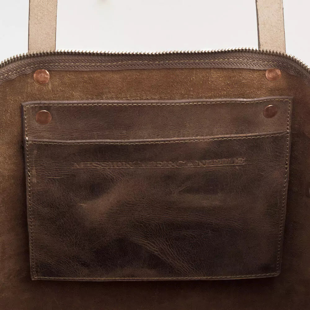 Eden Elevated Leather Tote Bag - Oversized Zippered > Handbag > Leather-Molasses-Mission Mercantile Leather Goods