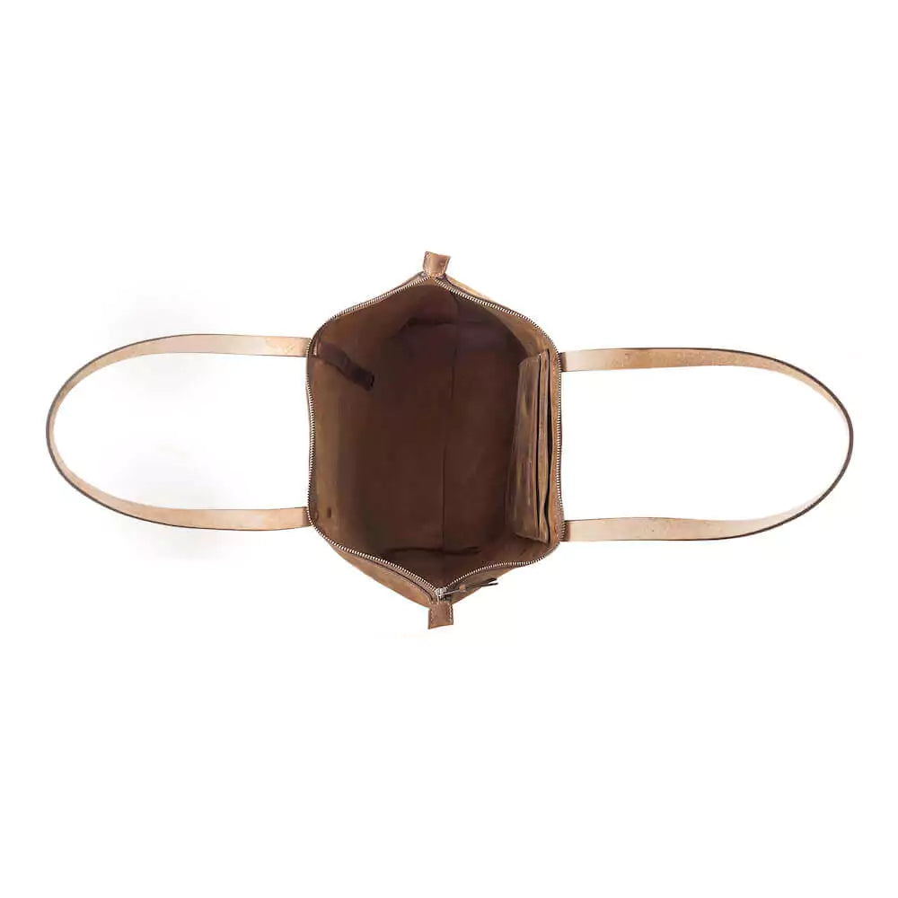Eden Elevated Leather Tote Bag - Oversized Zippered > Handbag > Leather-Molasses-Mission Mercantile Leather Goods