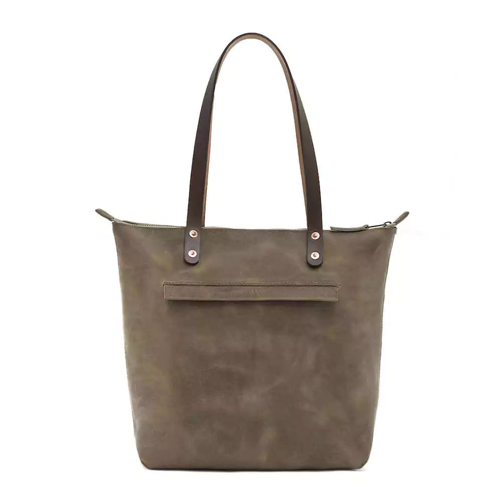 Eden Elevated Leather Tote Bag - Large Zippered > Handbag > Leather-Mushroom-Mission Mercantile Leather Goods