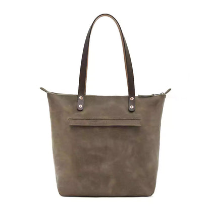 Eden Elevated Leather Tote Bag - Large Zippered > Handbag > Leather-Mushroom-Mission Mercantile Leather Goods