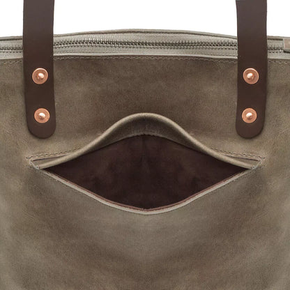 Eden Elevated Leather Tote Bag - Large Zippered > Handbag > Leather-Mushroom-Mission Mercantile Leather Goods