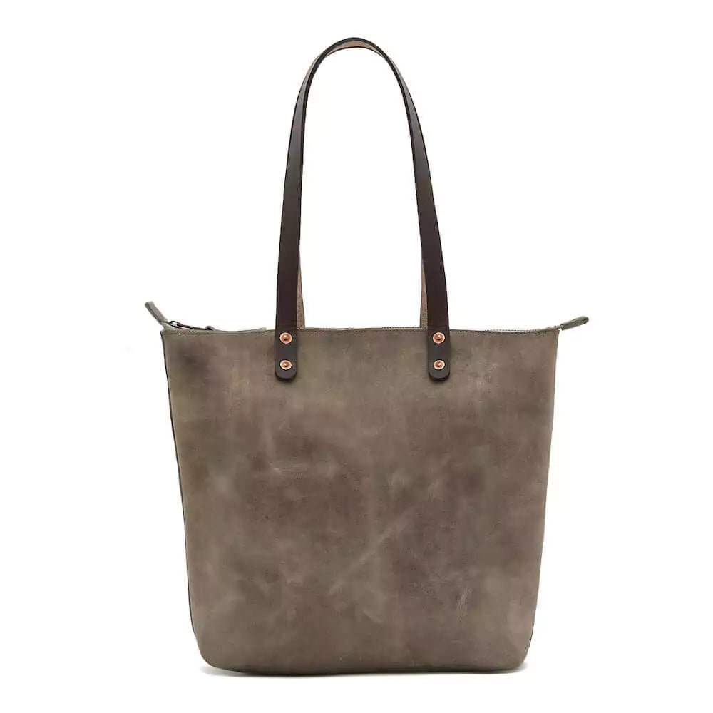 Eden Elevated Leather Tote Bag - Large Zippered > Handbag > Leather-Mushroom-Mission Mercantile Leather Goods