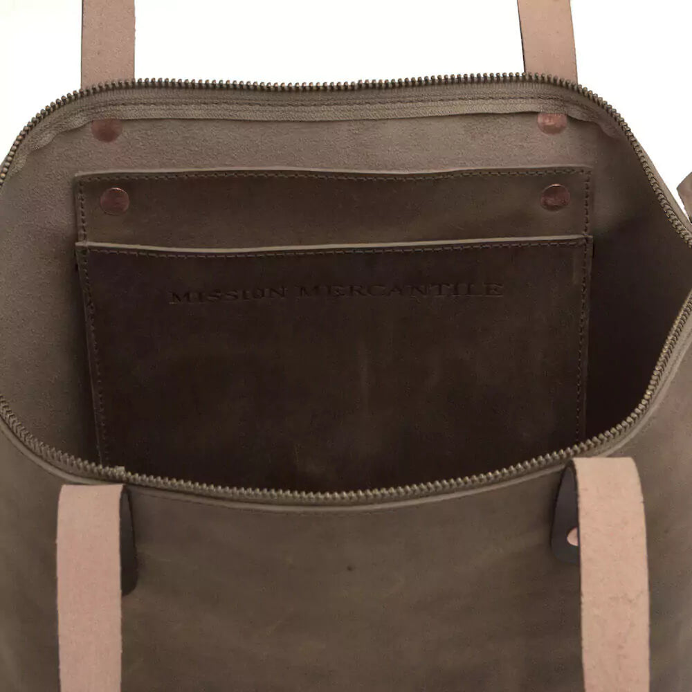 Eden Elevated Leather Tote Bag - Large Zippered > Handbag > Leather-Mushroom-Mission Mercantile Leather Goods