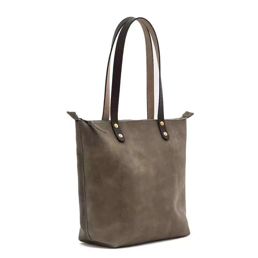 Eden Elevated Leather Tote Bag - Medium Zippered > Handbag > Leather-Mushroom-Mission Mercantile Leather Goods