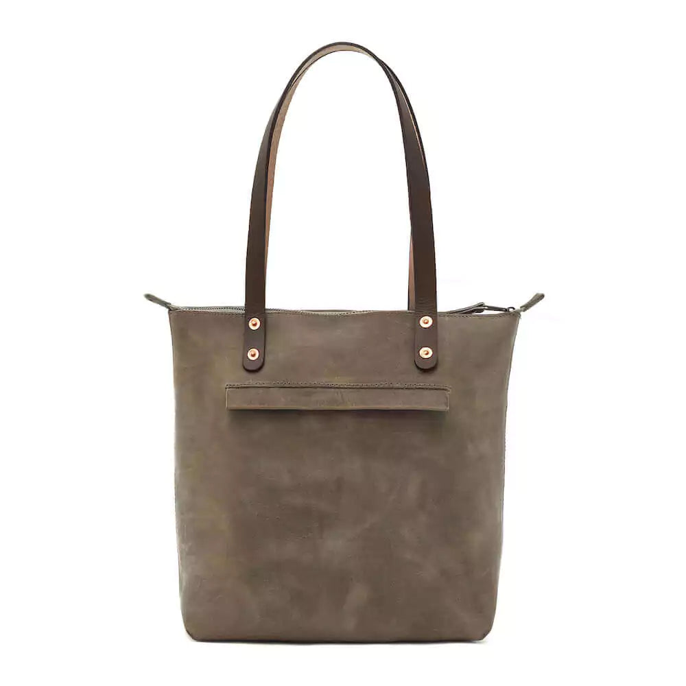 Eden Elevated Leather Tote Bag - Medium Zippered > Handbag > Leather-Mushroom-Mission Mercantile Leather Goods