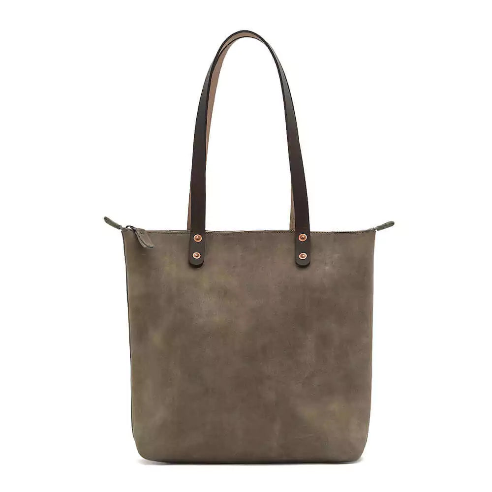Eden Elevated Leather Tote Bag - Medium Zippered > Handbag > Leather-Mushroom-Mission Mercantile Leather Goods