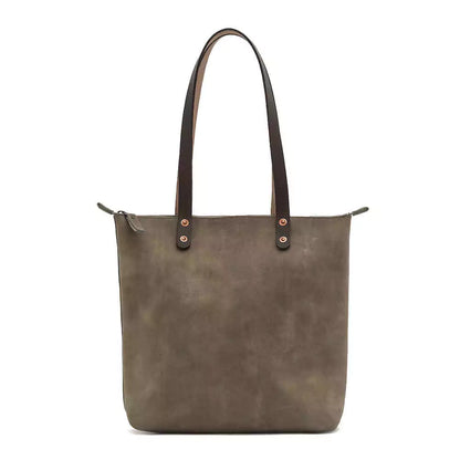 Eden Elevated Leather Tote Bag - Medium Zippered > Handbag > Leather-Mushroom-Mission Mercantile Leather Goods