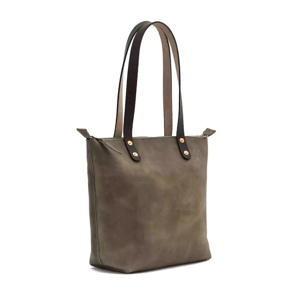 Eden Elevated Leather Tote Bag - Small Zippered > Handbag > Leather-Mushroom-Mission Mercantile Leather Goods