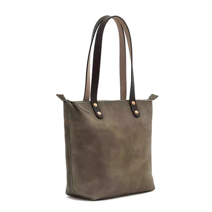 Eden Elevated Leather Tote Bag - Small Zippered > Handbag > Leather-Mushroom-Mission Mercantile Leather Goods