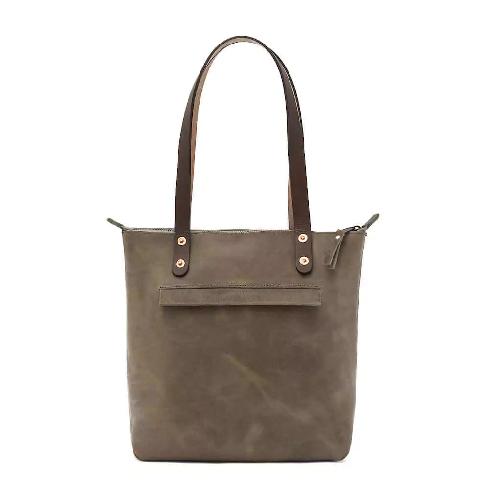 Eden Elevated Leather Tote Bag - Small Zippered > Handbag > Leather-Mushroom-Mission Mercantile Leather Goods