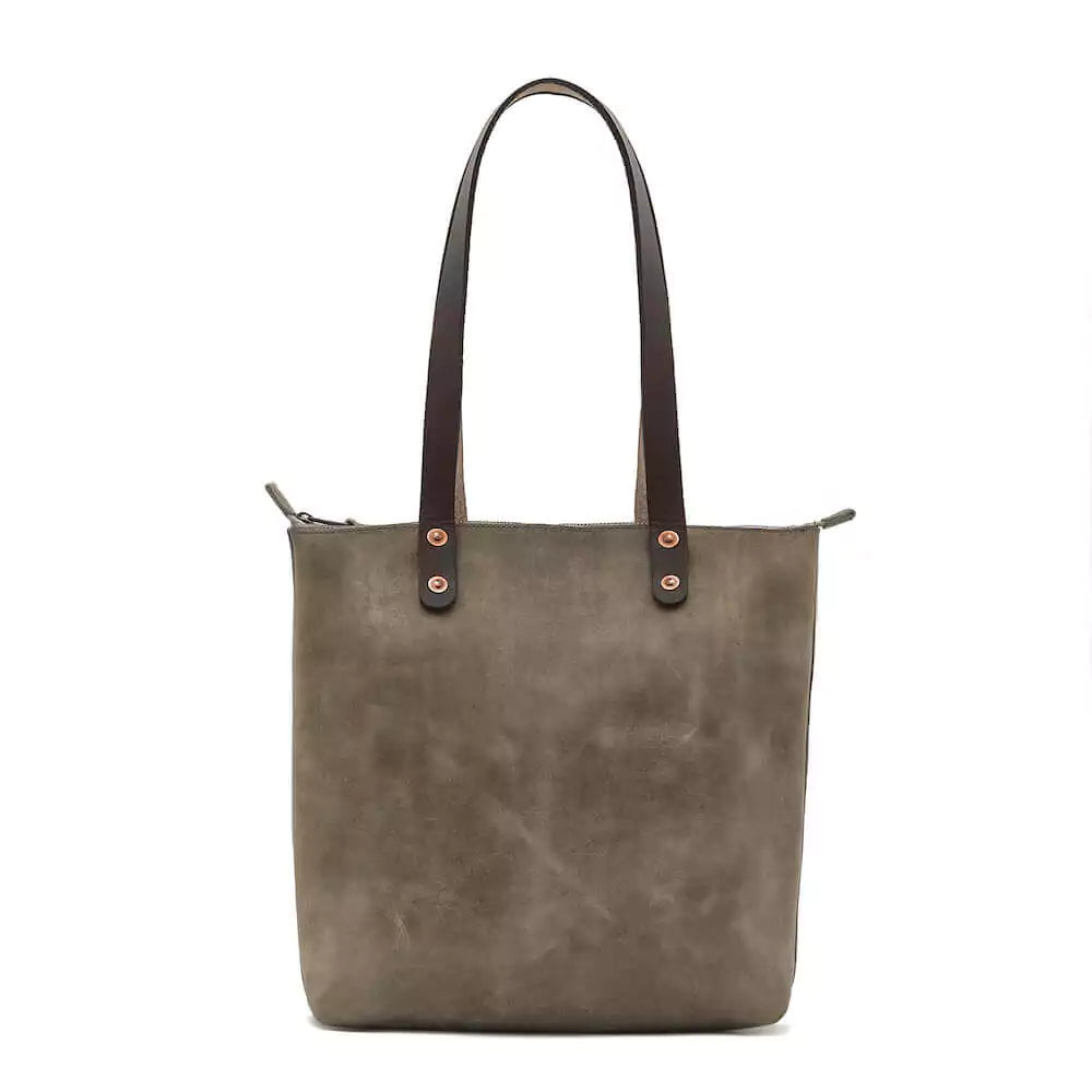 Eden Elevated Leather Tote Bag - Small Zippered > Handbag > Leather-Mushroom-Mission Mercantile Leather Goods