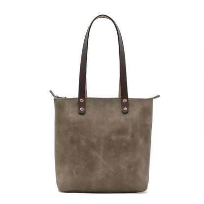 Eden Elevated Leather Tote Bag - Small Zippered > Handbag > Leather-Mushroom-Mission Mercantile Leather Goods