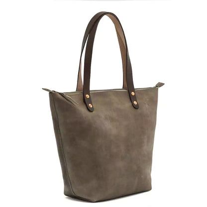 Eden Elevated Leather Tote Bag - Oversized Zippered > Handbag > Leather-Mushroom-Mission Mercantile Leather Goods
