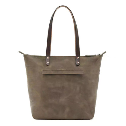 Eden Elevated Leather Tote Bag - Oversized Zippered > Handbag > Leather-Mushroom-Mission Mercantile Leather Goods