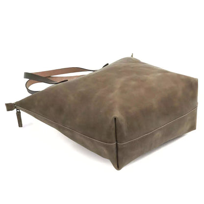 Eden Elevated Leather Tote Bag - Oversized Zippered > Handbag > Leather-Mushroom-Mission Mercantile Leather Goods