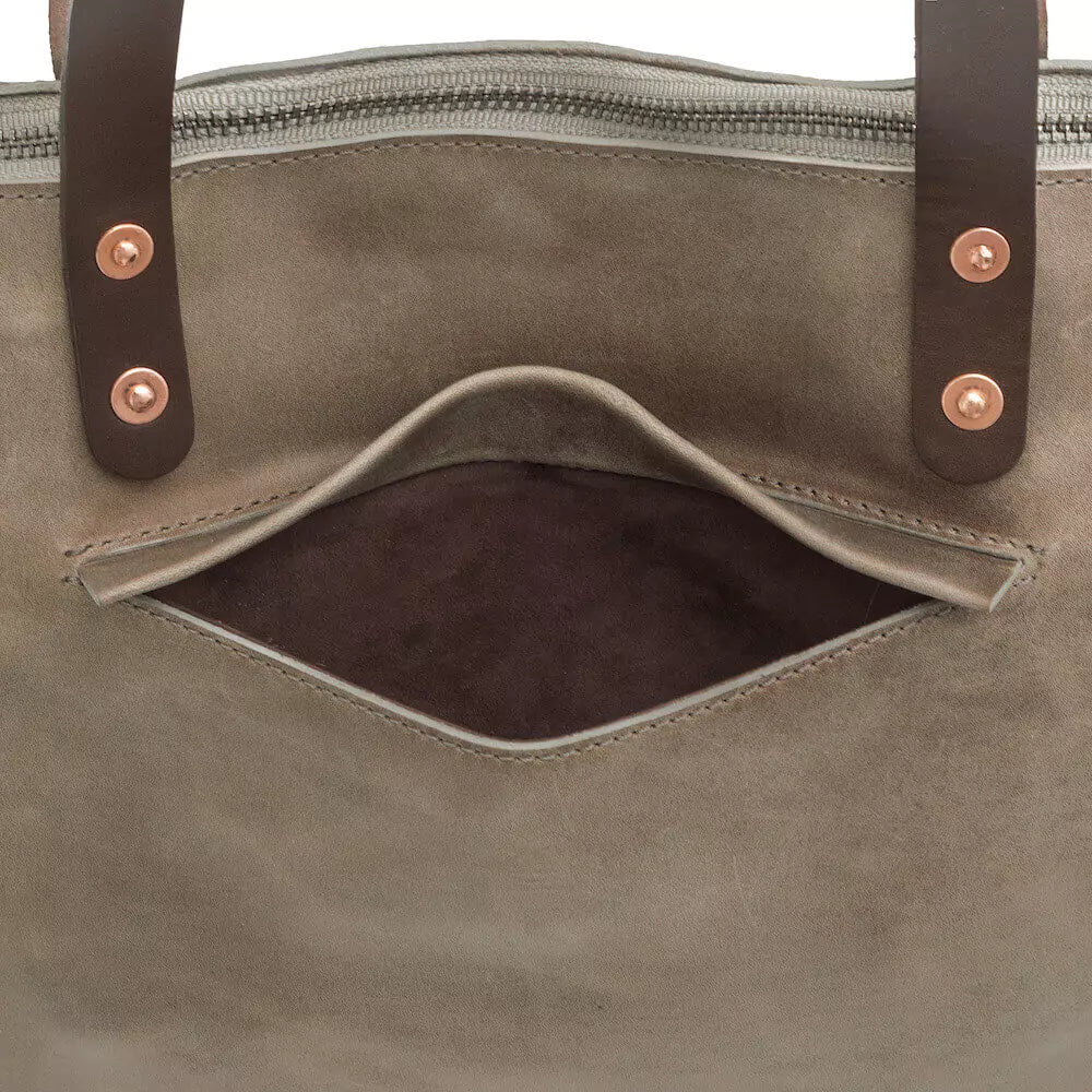 Eden Elevated Leather Tote Bag - Oversized Zippered > Handbag > Leather-Mushroom-Mission Mercantile Leather Goods
