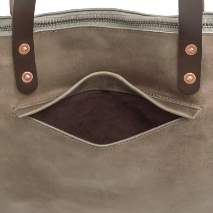 Eden Elevated Leather Tote Bag - Oversized Zippered > Handbag > Leather-Mushroom-Mission Mercantile Leather Goods