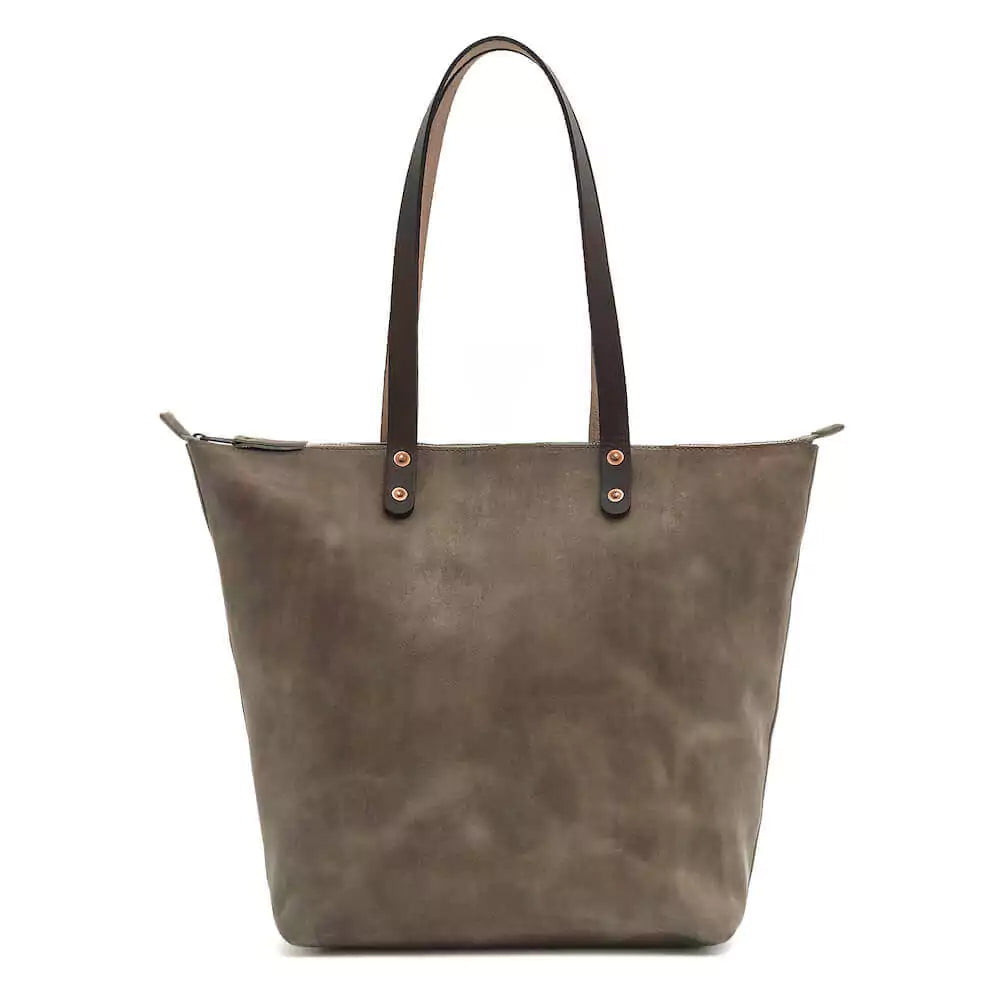 Eden Elevated Leather Tote Bag - Oversized Zippered > Handbag > Leather-Mushroom-Mission Mercantile Leather Goods
