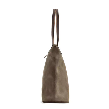 Eden Elevated Leather Tote Bag - Oversized Zippered > Handbag > Leather-Mushroom-Mission Mercantile Leather Goods