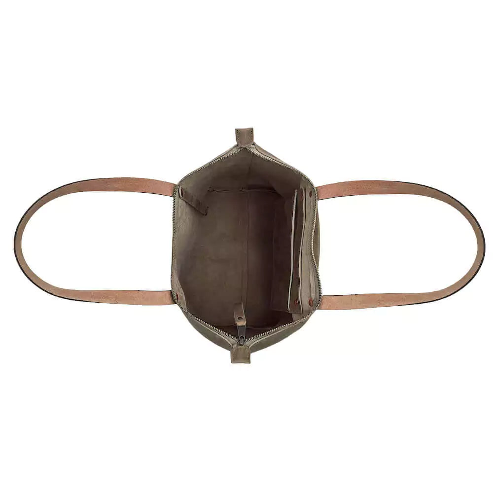 Eden Elevated Leather Tote Bag - Oversized Zippered > Handbag > Leather-Mushroom-Mission Mercantile Leather Goods