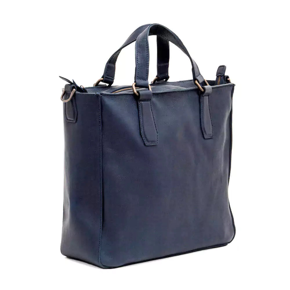 Ellington Leather Market Tote w/ Zippered Pouch-Bags > Handbag > Leather-Bluebonnet-Mission Mercantile Leather Goods
