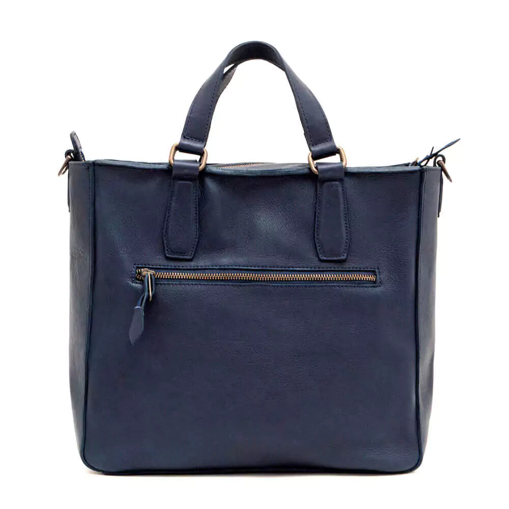Ellington Leather Market Tote w/ Zippered Pouch-Bags > Handbag > Leather-Bluebonnet-Mission Mercantile Leather Goods