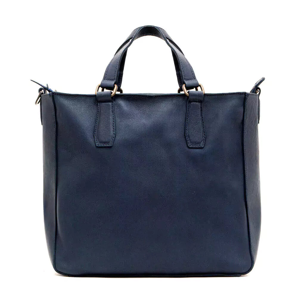 Ellington Leather Market Tote w/ Zippered Pouch-Bags > Handbag > Leather-Bluebonnet-Mission Mercantile Leather Goods