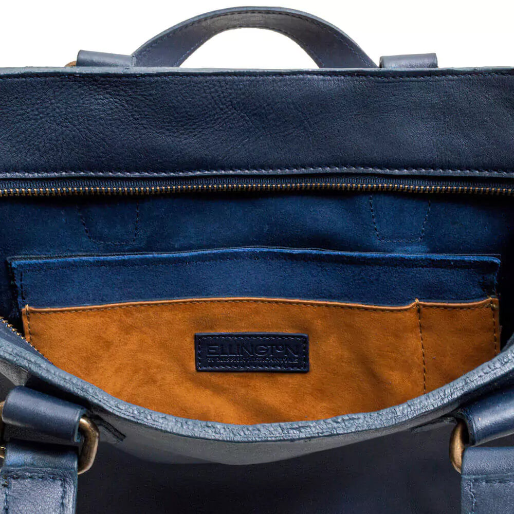 Ellington Leather Market Tote w/ Zippered Pouch-Bags > Handbag > Leather-Bluebonnet-Mission Mercantile Leather Goods