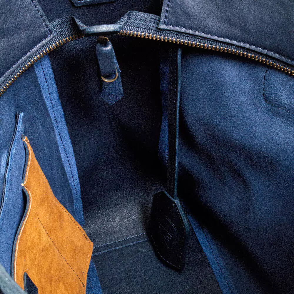 Ellington Leather Market Tote w/ Zippered Pouch-Bags > Handbag > Leather-Bluebonnet-Mission Mercantile Leather Goods
