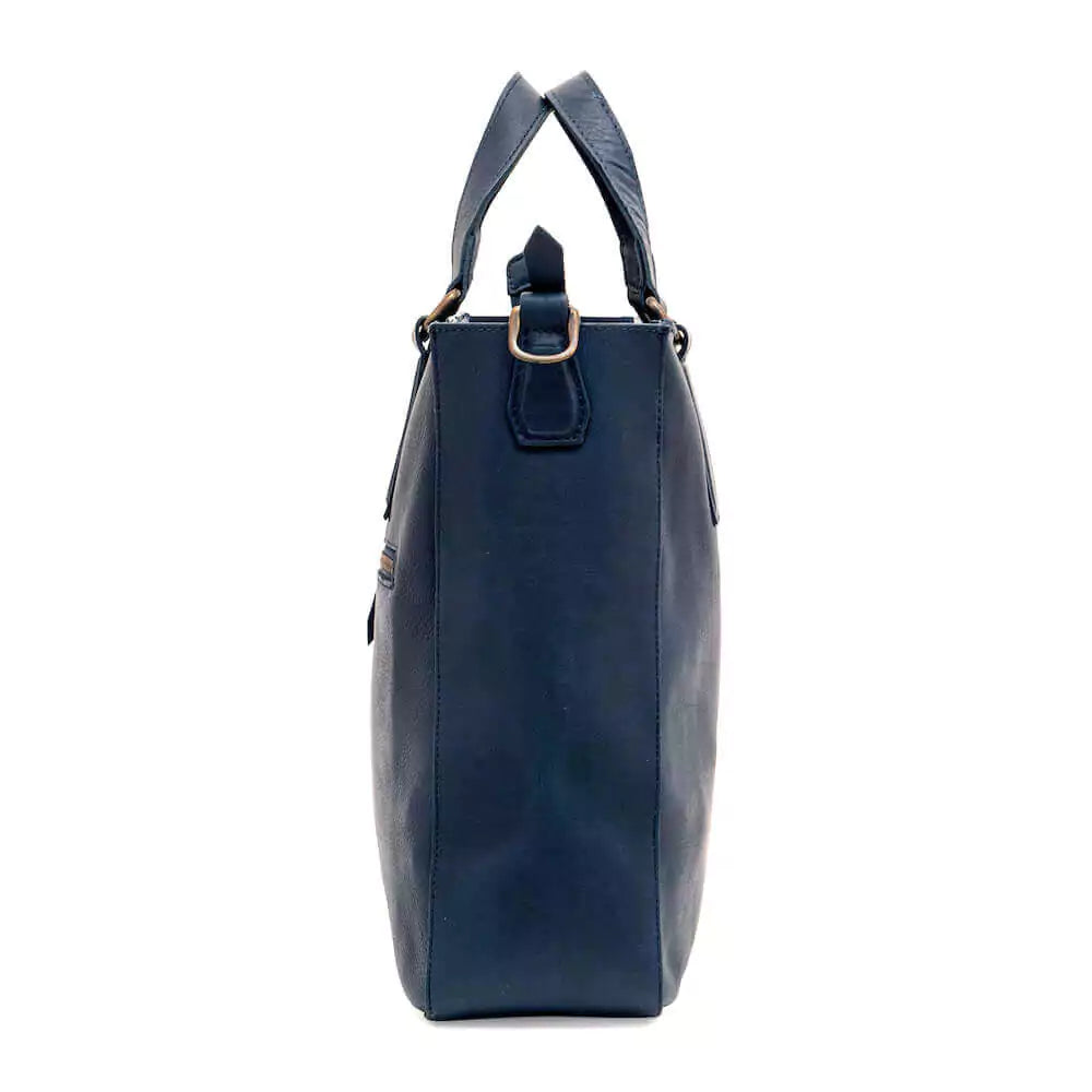 Ellington Leather Market Tote w/ Zippered Pouch-Bags > Handbag > Leather-Bluebonnet-Mission Mercantile Leather Goods