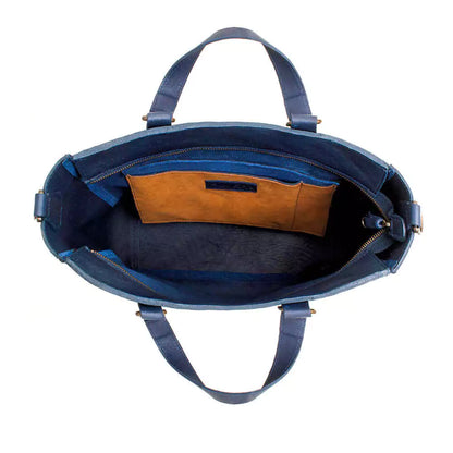 Ellington Leather Market Tote w/ Zippered Pouch-Bags > Handbag > Leather-Bluebonnet-Mission Mercantile Leather Goods