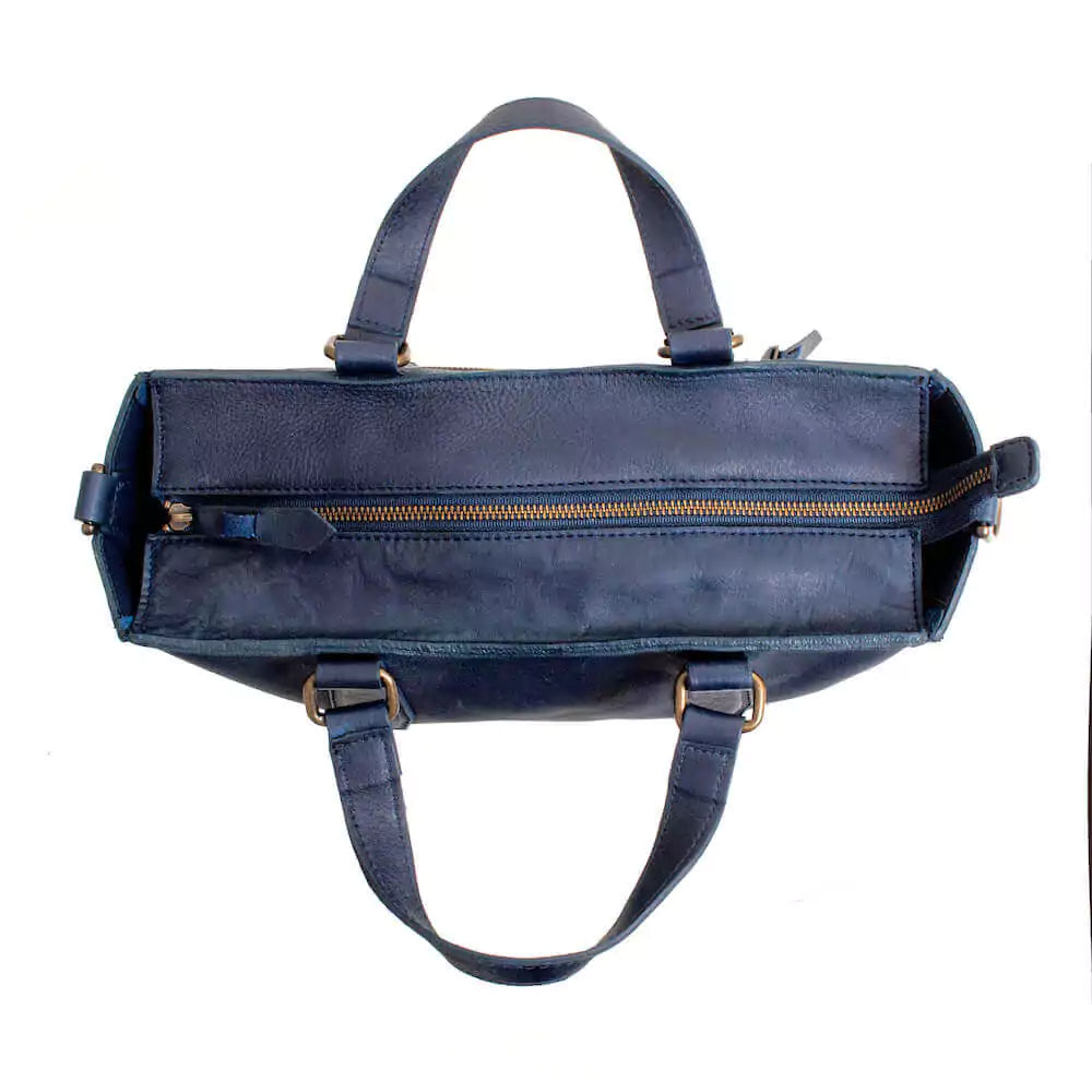 Ellington Leather Market Tote w/ Zippered Pouch-Bags > Handbag > Leather-Bluebonnet-Mission Mercantile Leather Goods