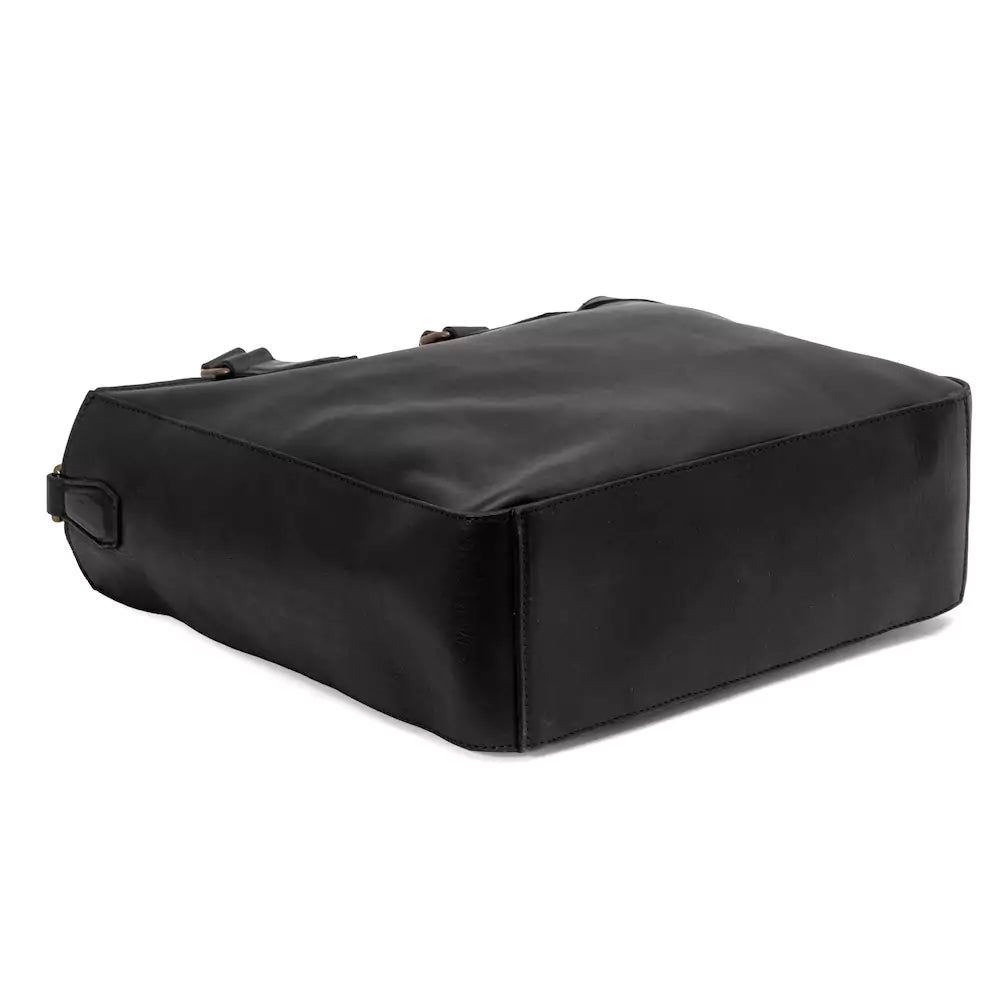 Ellington Leather Market Tote w/ Zippered Pouch-Bags > Handbag > Leather-Onyx-Mission Mercantile Leather Goods