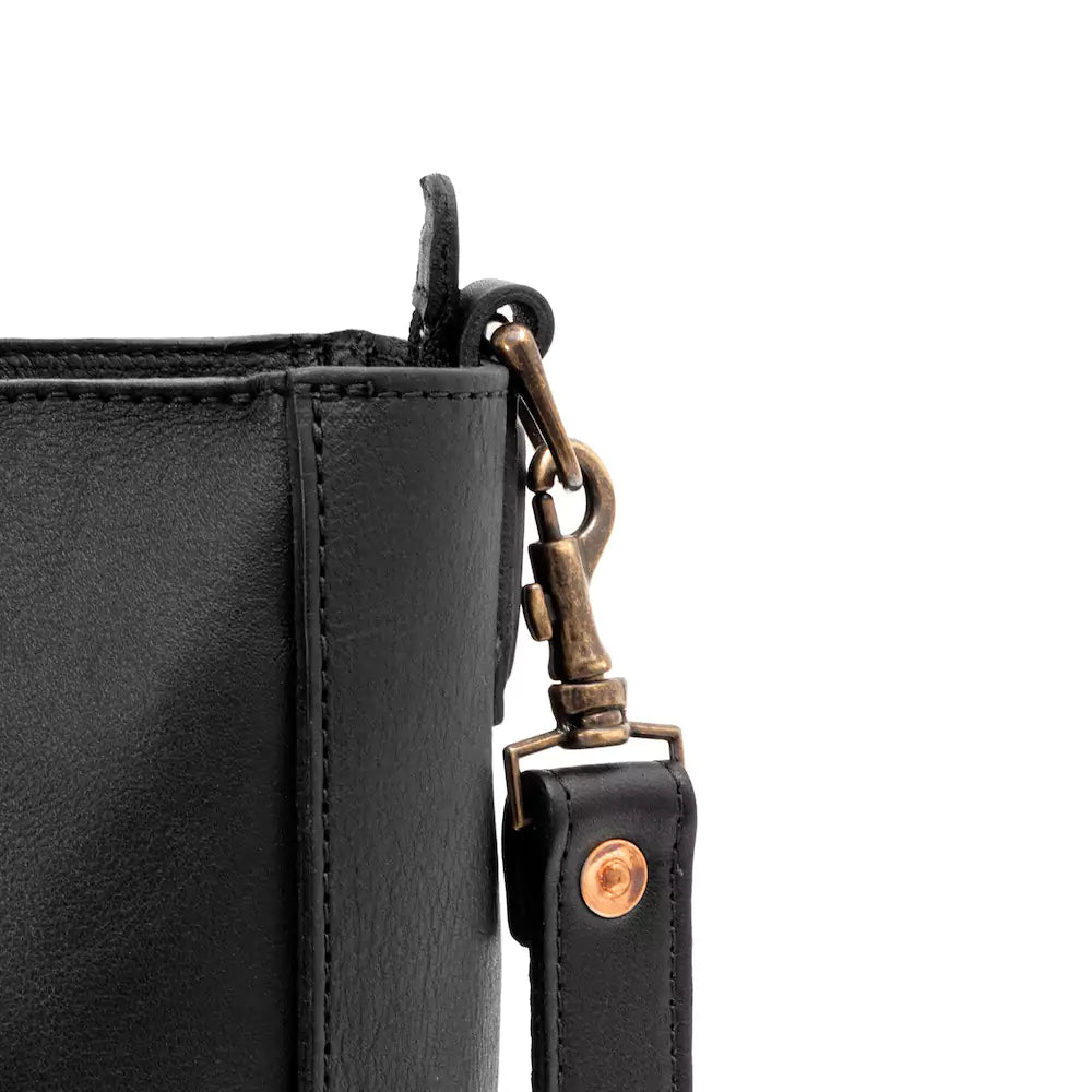 Ellington Leather Market Tote w/ Zippered Pouch-Bags > Handbag > Leather-Onyx-Mission Mercantile Leather Goods