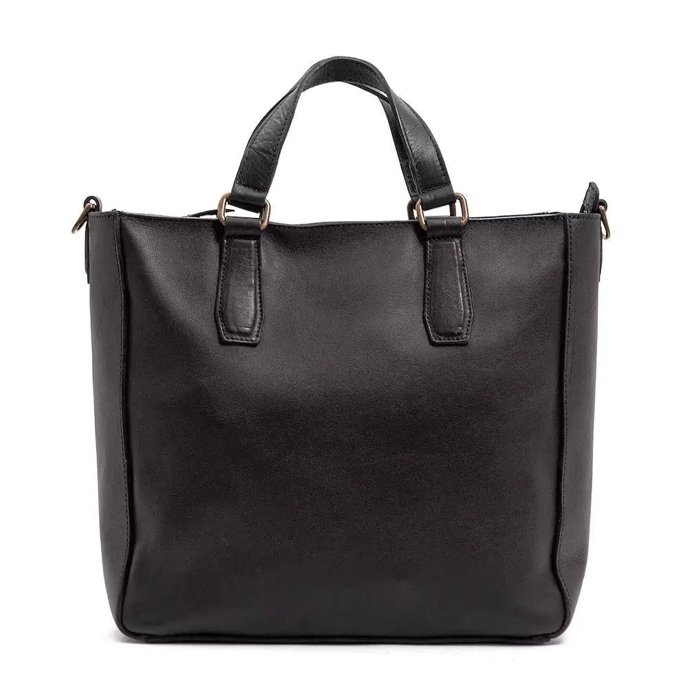 Ellington Leather Market Tote w/ Zippered Pouch-Bags > Handbag > Leather-Onyx-Mission Mercantile Leather Goods