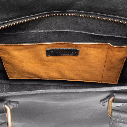 Ellington Leather Market Tote w/ Zippered Pouch-Bags > Handbag > Leather-Onyx-Mission Mercantile Leather Goods