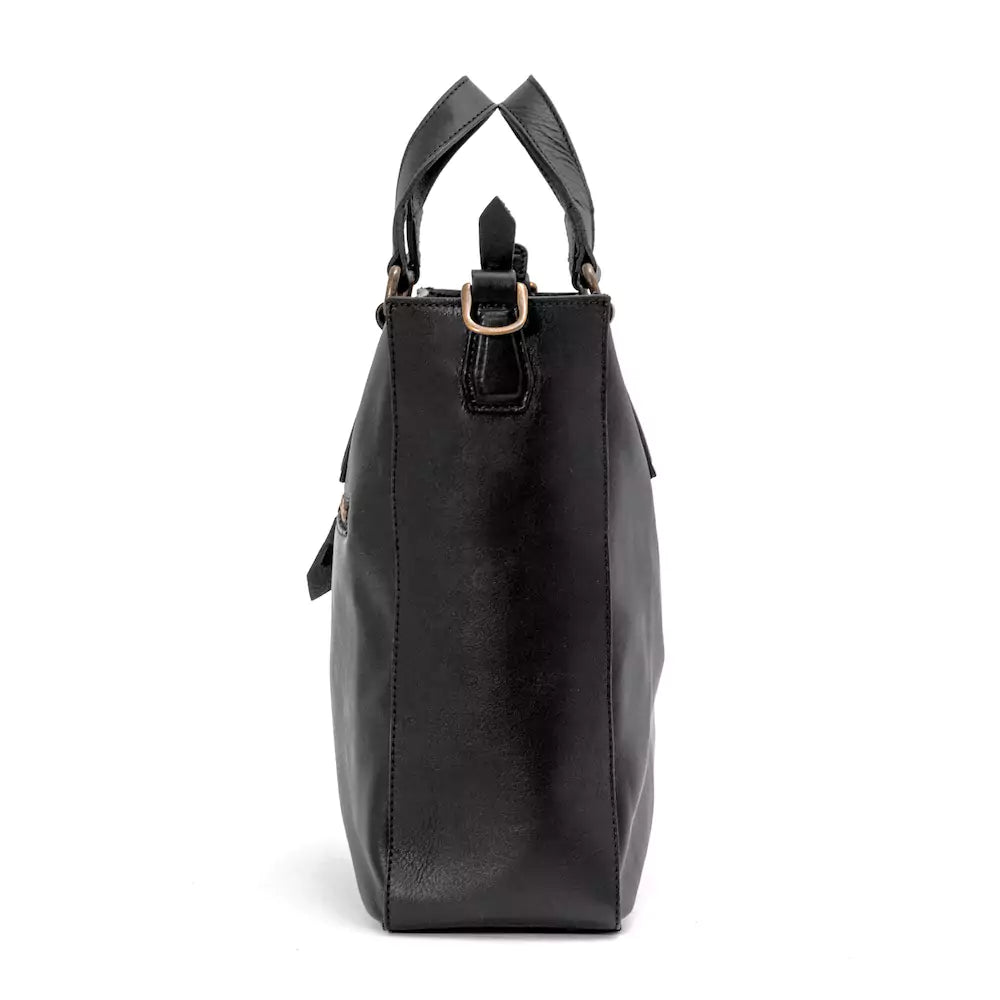 Ellington Leather Market Tote w/ Zippered Pouch-Bags > Handbag > Leather-Onyx-Mission Mercantile Leather Goods