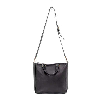 Ellington Leather Market Tote w/ Zippered Pouch-Bags > Handbag > Leather-Onyx-Mission Mercantile Leather Goods
