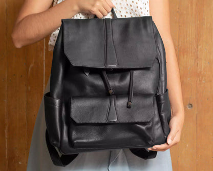Ellington Leather Backpack-Bags > Backpack > Leather-Onyx-Mission Mercantile Leather Goods